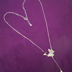 Two Butterflies Sterling Silver Necklace Gold Fn