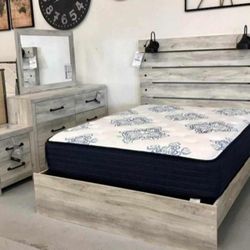 AP- Queen Panel Bed, Dresser, Mirror and Nightstand- Cambeck/ Fast Delivery - Financing 