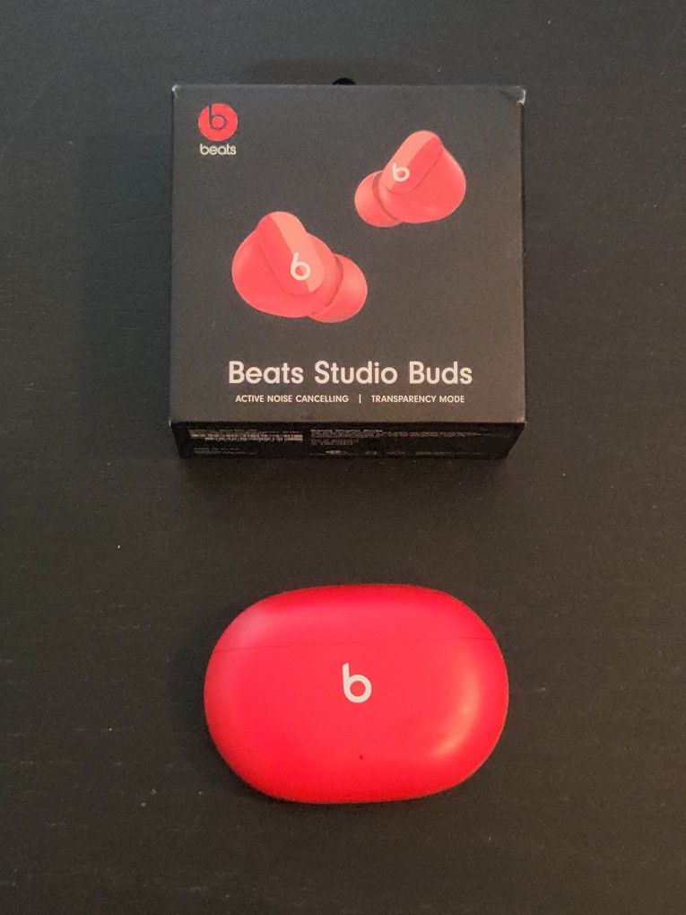 Red Beats Studio Buds with Pokemon Case and Original Box with all accessories