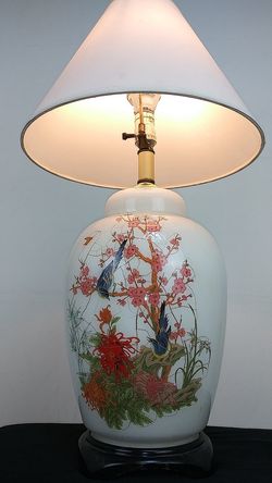 Vintage asian fancy fine glass table lamp