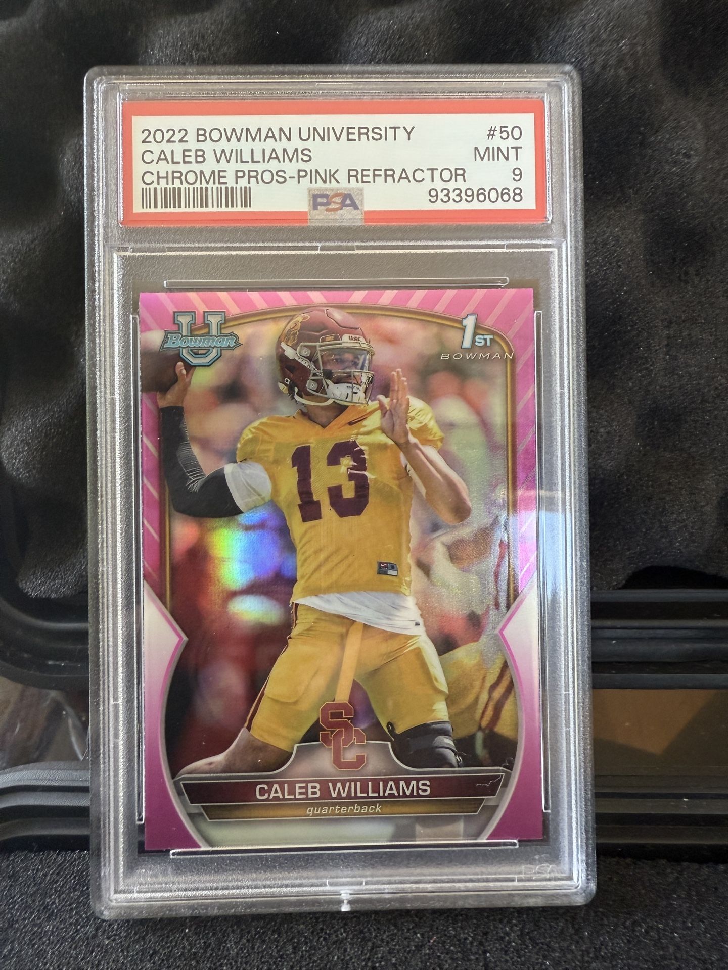 2022 Bowman U Chrome 1st Caleb Williams Rookie RC Pink Refractor PSA 9 MINT SP