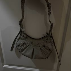 Balenciaga silver glitter bag