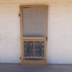 Metal Screen Door with Peacocks - $60