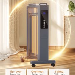Uthfy Space Heaters for Indoor Use, Whole Room Electric Heater for Large Room, 1500W Quiet Mica Convection Heater with Thermostat, ECO, Remote, Wheel,