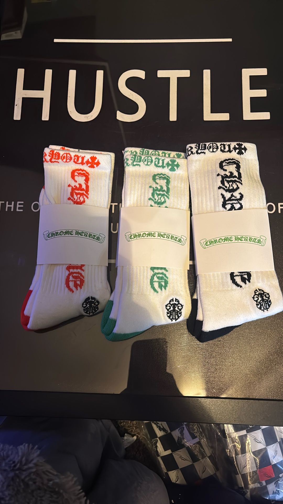 3 Pk Chrome Hearts Socks Size Large  Brand New 
