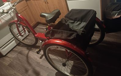 Red Adult Tricycle with Rear Cargo Basket