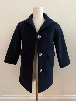 Kids Unisex Navy Dress Coat Size 7/8 Relaxed Fit Gold Buttons