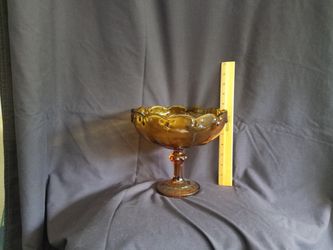 Vintage Amber Footed Glass Dish