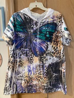 New fashion bug short sleeve hoodie zip jacket size 1X
