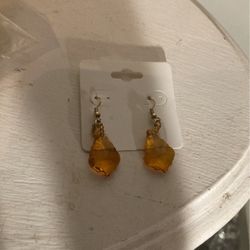 Gold Filled Earrings W/ A Large Stone 
