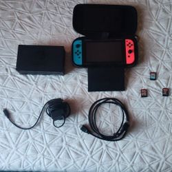 Nintendo Switch + 3 Games + Dock + Charger + Case (Bundle deal)
