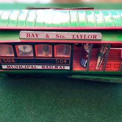 1960s San Francisco Cable Car #504 Tin Litho Friction Toy Powell & Market
