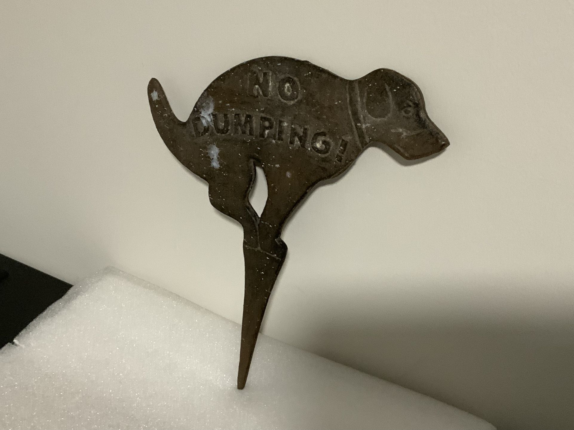 Antique Cast Iron No Dumping Yard Sign