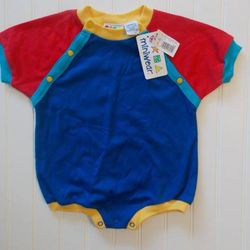 Vintage NWT Boy Girl Unisex Vtg 80s Miniwear 12 Month Colorblock Bodysuit Top