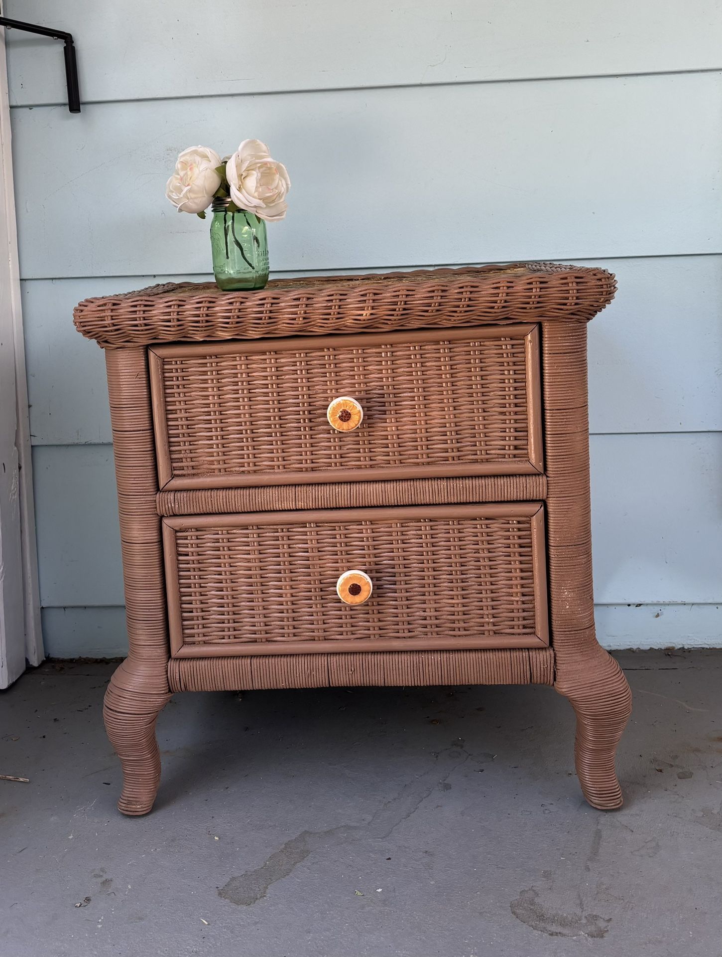 Wicker Side Table, Brown