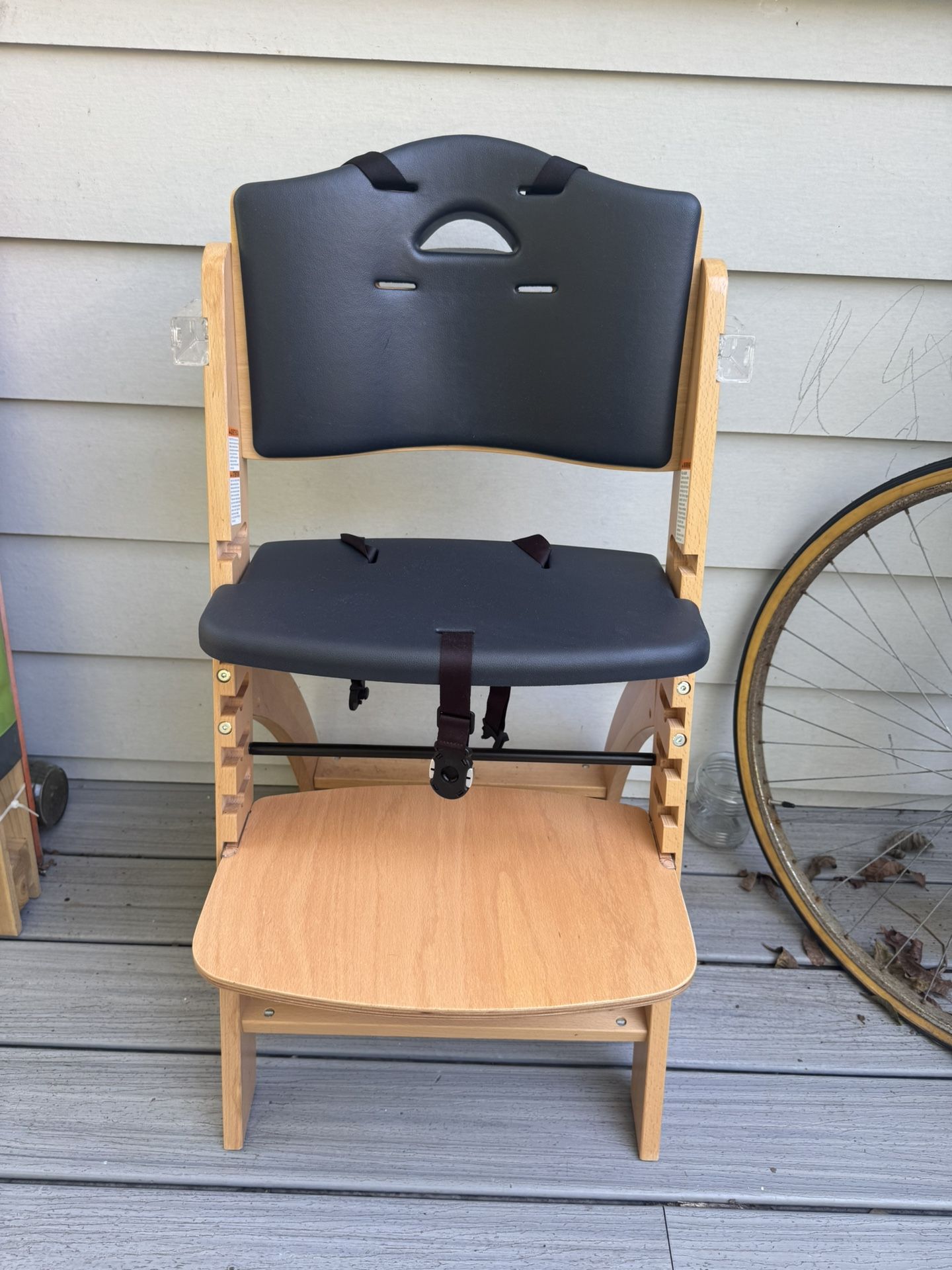 Abiie Beyond Junior Wooden High Chair with Tray - Adjustable and Convertible High Chair for Babies and Toddlers - 6 Months to 250 Lb - Water Resistant