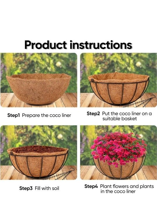 Hanging Basket Planter Plants Outdoor - 2 Pack 12 Inch Metal
