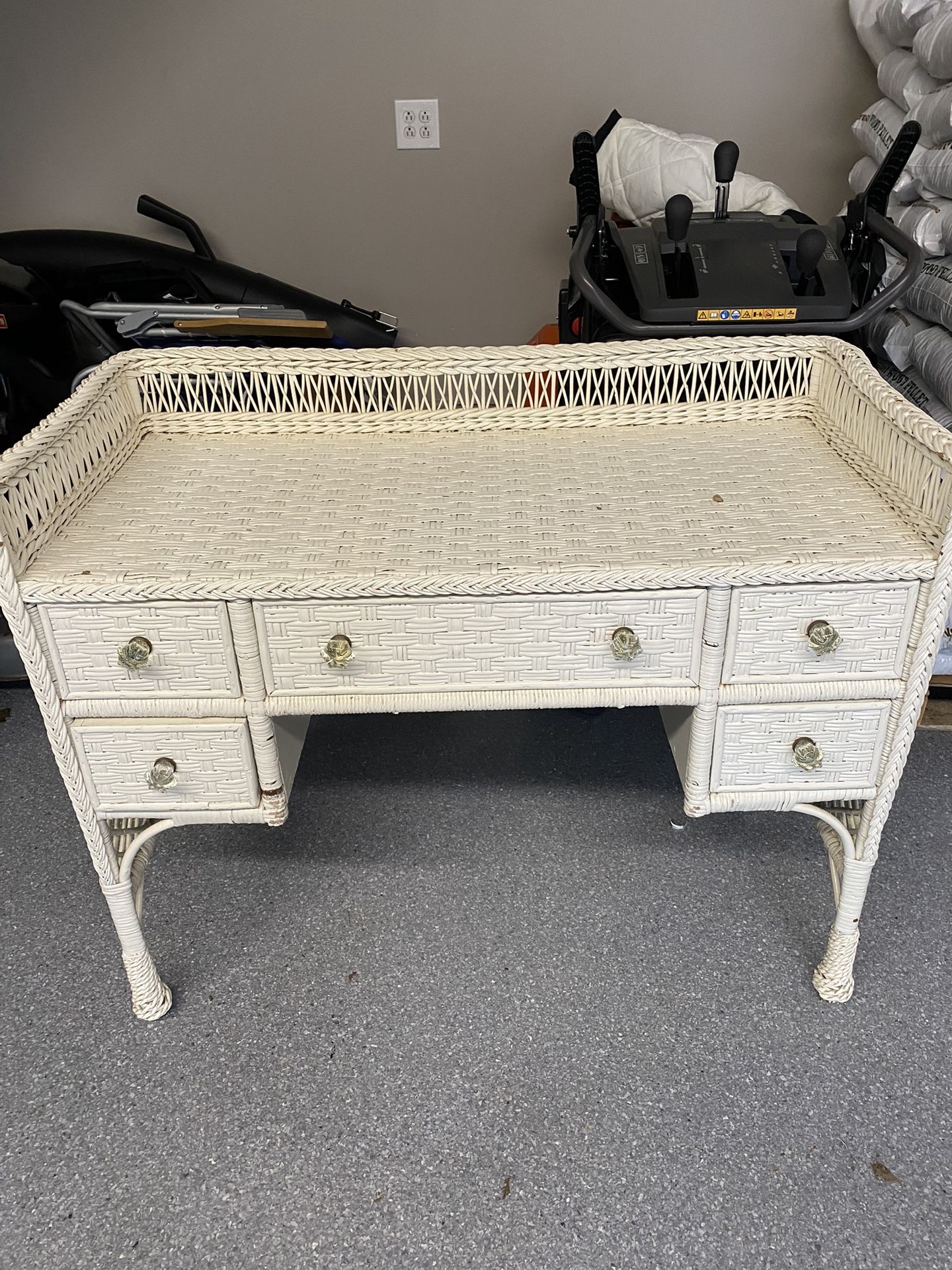 Antique Vintage Wicker Desk