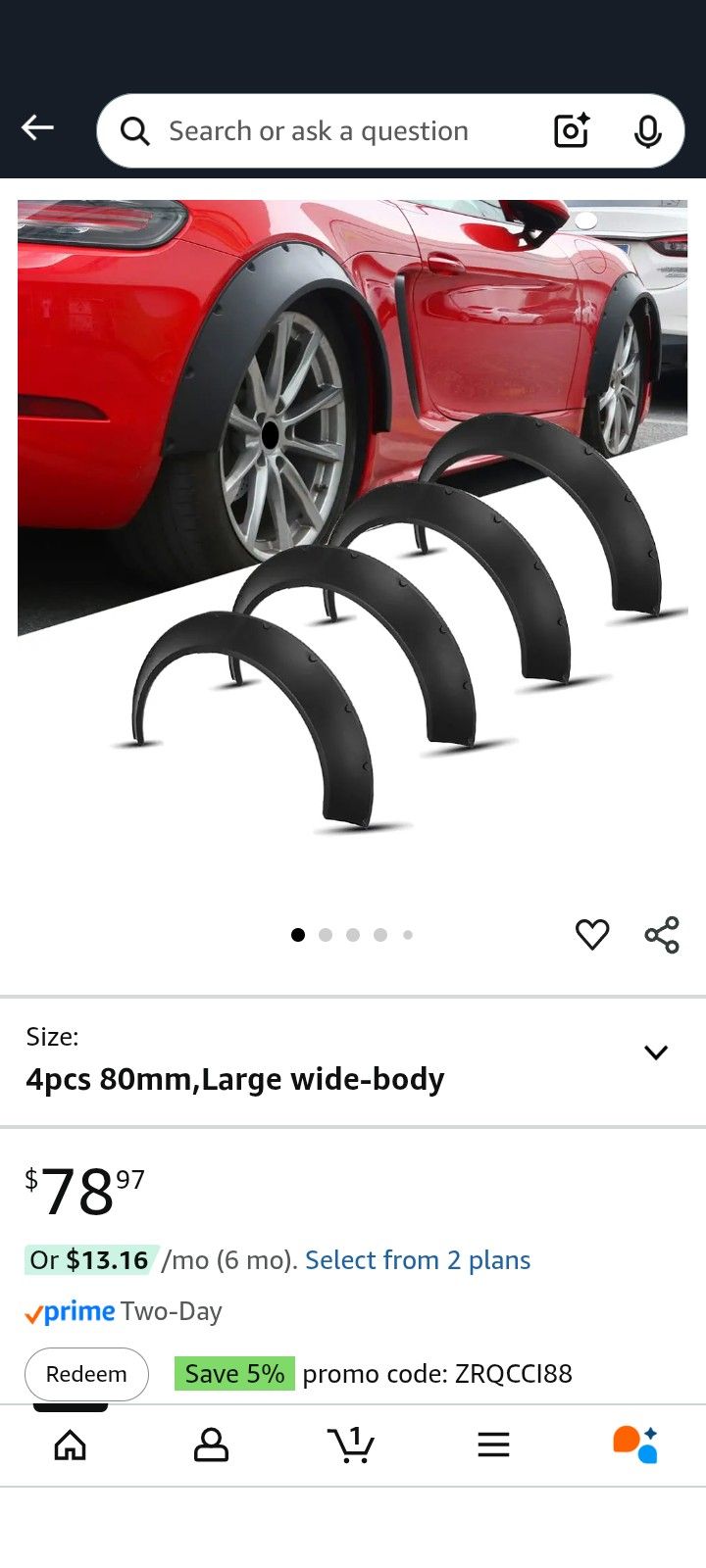 3972 DREAMIZER 4Pcs Universal Flexible Car SUV Large Wide-Body Kit 80mm Off-Road Fender Flare Durable PU Wheel Arch Protector