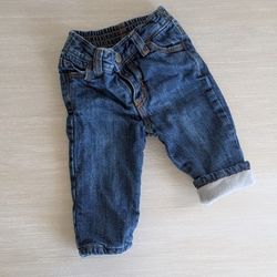 Old Navy Fleece Lined Denim Jeans, Blue - 6-12 Months