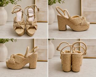 Loeffler Randall Natalia Raffia Platform Sandals