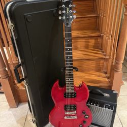Epiphone SG Guitar W/ Hardshell Case, Fender Amp