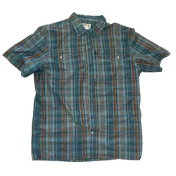 L.L. Bean Blue Plaid Short-Sleeve Button-Up Shirt – Men’s Medium