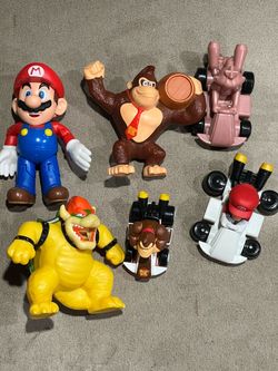 Nintendo Mario Kart Bowser Toad Donkey Kong Peach Action Figures Toys Lot of 6