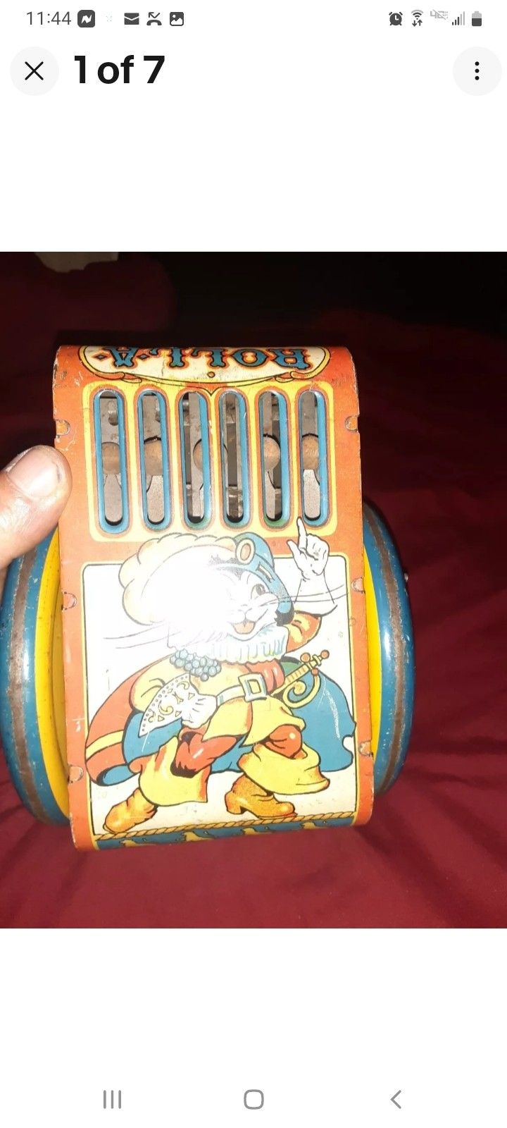Marx Tin Lithograph Roll-A-Tune Toy Working Puss In Boots