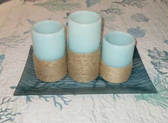 Battery Operated Candles With Glass Tray