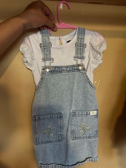 7 For All Mankind Girls Denim Overall Dress Set