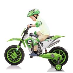 "Kids Ride 12-Volt On Motorcycle with Training Wheels Electric Dirt Bike, Blue, NEW  B1-13T Brand new in box "
