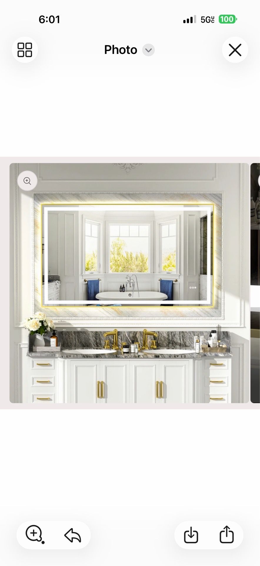 60"x36" LED Bathroom Mirror Black, Gold or Frameless Available!! $160