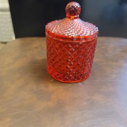 Red pattern Glass Jar 