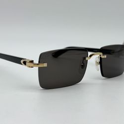 CARTIER C DECOR BLACK SHINY COMPOSITE RIMLESS SUNGLASSES NEW 100% GENUINE ~$1425