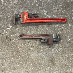 2 Pipe Wrenches  10”.   14”