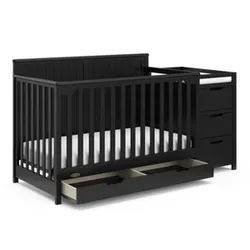 Graco Hadley 5 in 1 Convertible Crib and Changer w/ Graco Deluxe Foam Crib Mattress