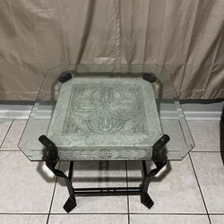 Beautiful heavy 2 Ft x2 Ft Glass End Table 