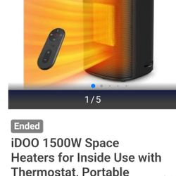 iDOO 1500W Space Heaters for Inside Use with Thermostat, Portable Electric Heater with Remote 