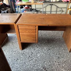 90s Real Oak Desk And Printer Table