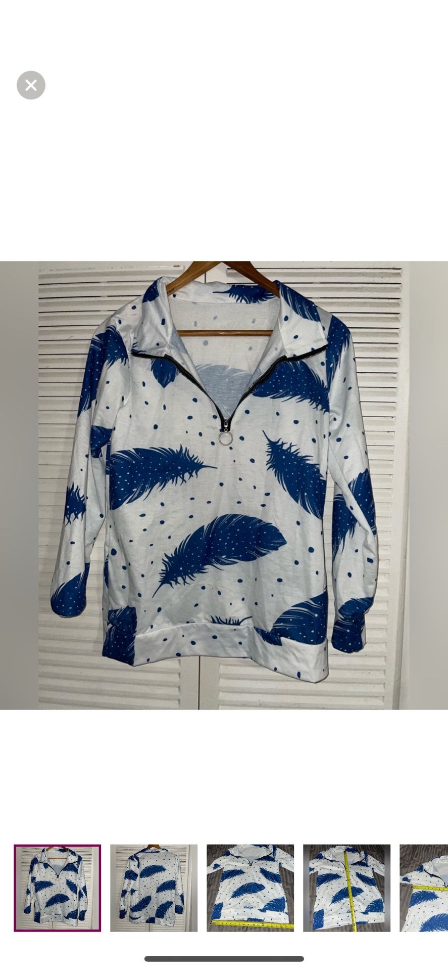 Cugoodte Feathered Sweatshirt Size Small Women’s White blue