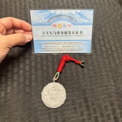 Grade A Light Green and Purple Jadeite Carved Jade Dragon Round Pendant 