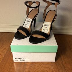 Black Faux Leather High Heel Sandal Size 5.5