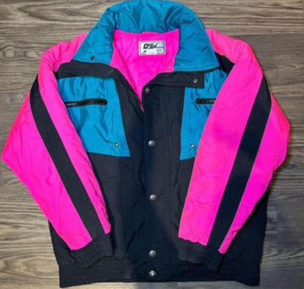 Vibrant Pink and Blue Men's Puffer Jacket