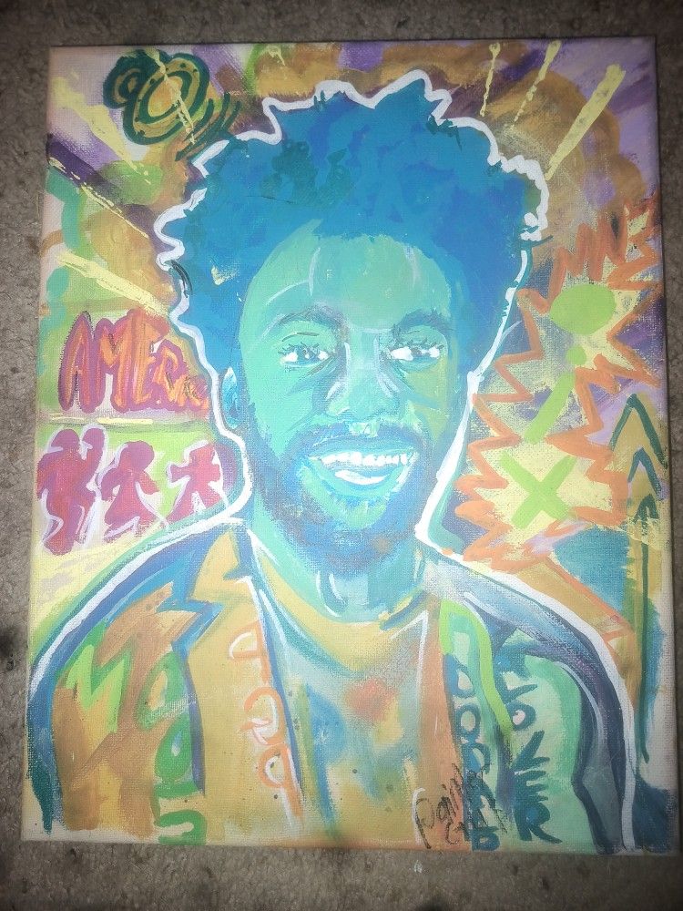 Rare AmeriKKKa Childish Gambino 1 Of 1 Art Painting - Signed 