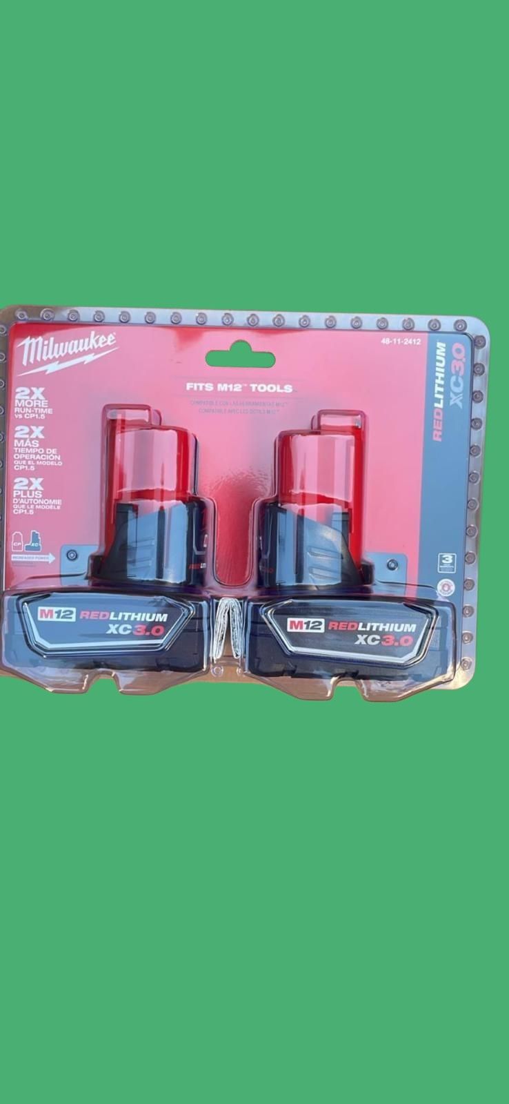 Milwaukee M12 XC3.0 Batteries 2-pack 