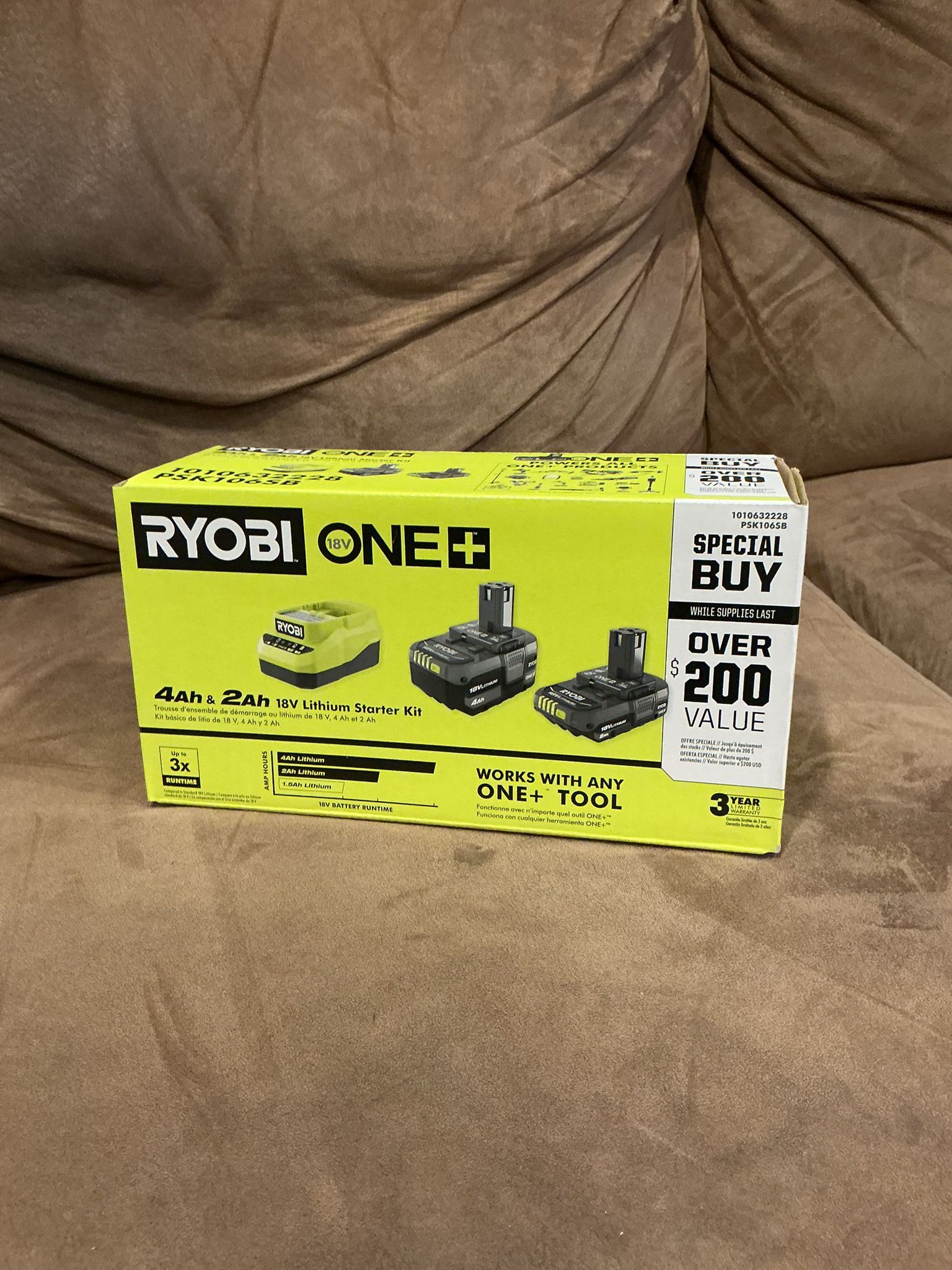 ONE+ 18V Lithium-Ion Starter Kit with 2.0 Ah Battery, 4.0 Ah Battery, and Charger