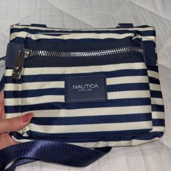 Nautica Blue And White Striped Crossbody Purse Shoulder Bag