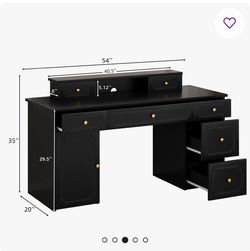 Wayfair 54’  BLACK computer desk with gold handles.  (BRAND NEW IN BOX)