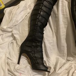 Leather High Heel Boot